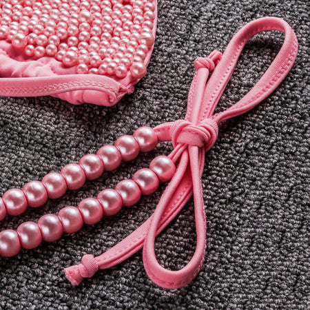 Solea Pearl 2Pcs Bikini Swimsuit - close-up detail shot, pink - Miss Mosa By Akanksha