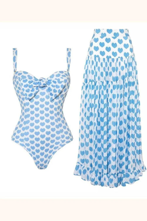 Soley Swimsuit With Sarong Skirt In Blue