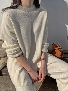 Solie Statement Winter Coord Set- Tracksuit - close-up front shot on model, cream - Miss Mosa By Akanksha