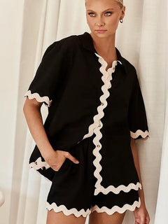 Somberset Summer 2 Pc Coord Set - front shot on model, black and white - Miss Mosa By Akanksha