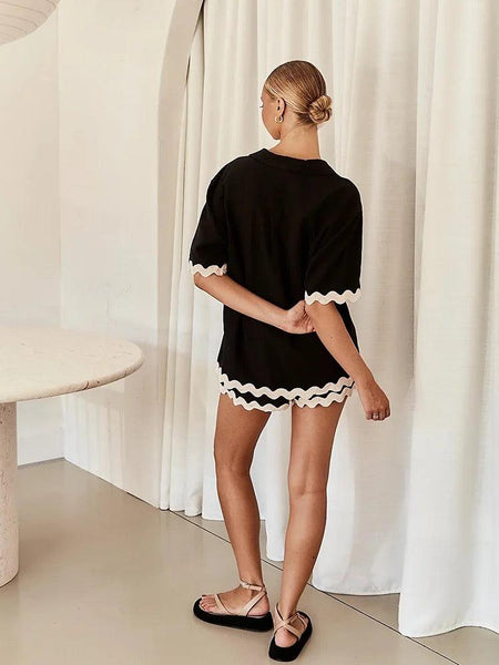 Somberset Summer 2 Pc Coord Set - back shot on model, black and white - Miss Mosa By Akanksha