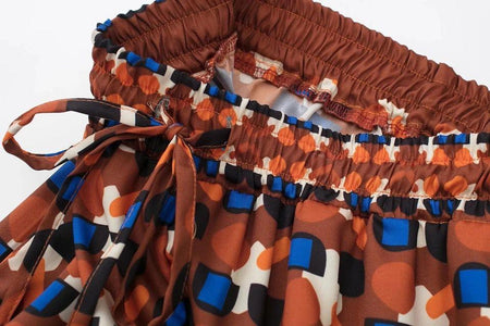 Sonechka Abstract Coord Set In Brown - close-up of waistband, brown - Miss Mosa By Akanksha