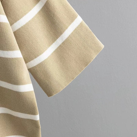 Sorrento Knitted Cotton Co-ord Set - close-up of sleeve, khaki - Miss Mosa By Akanksha