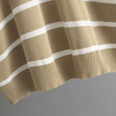 Sorrento Knitted Cotton Co-ord Set - close-up of hem, khaki - Miss Mosa By Akanksha