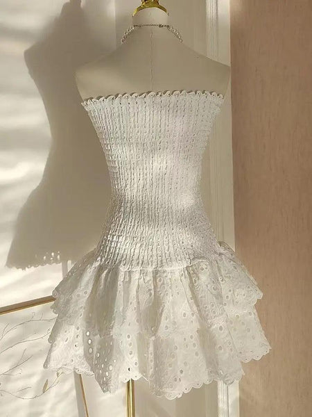 Sorrento Luxe Summer Dress in White - back shot on mannequin, white - Miss Mosa By Akanksha