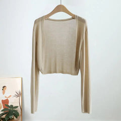 Sotsel Statement Summer Shrugs - hanging product shot, beige - Miss Mosa By Akanksha