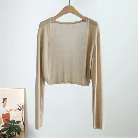 Sotsel Statement Summer Shrugs - hanging product shot, beige - Miss Mosa By Akanksha