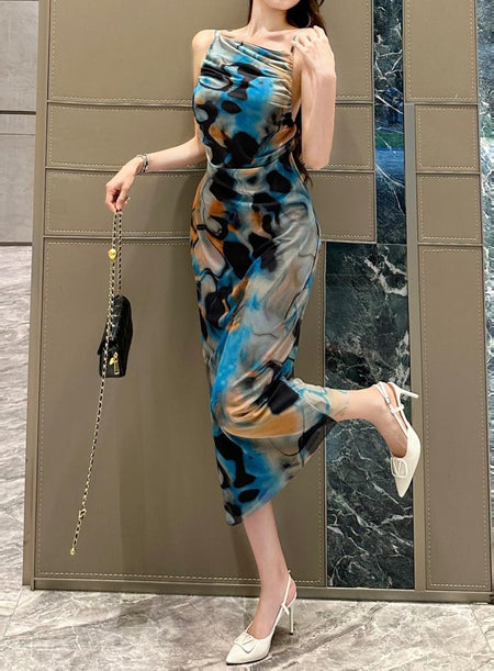 Souk Bodycon Summer Dress - full-length shot on model, multicolour - Miss Mosa By Akanksha