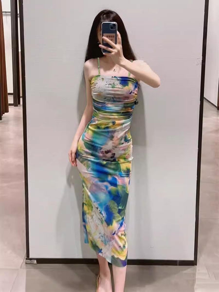 Souk Bodycon Summer Dress - mirror selfie shot on model, multicolour - Miss Mosa By Akanksha