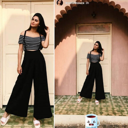 Statement Suspender Pants - Celebrity Favorite - lifestyle shot on model, black - Miss Mosa By Akanksha