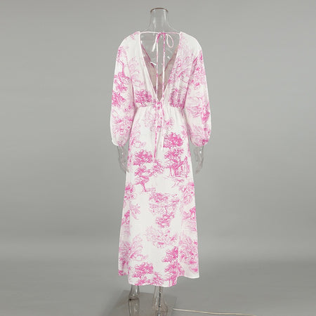 Stellan Cotton Holiday Dress In Pink - back shot on mannequin - Miss Mosa By Akanksha