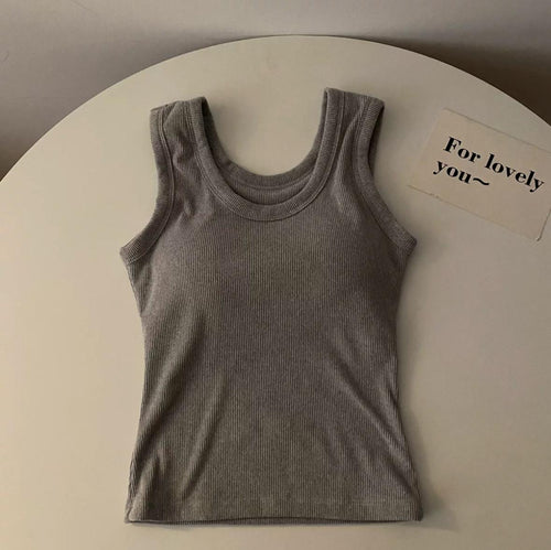 Stormie Tank Tops with Inbuilt Bra In Grey