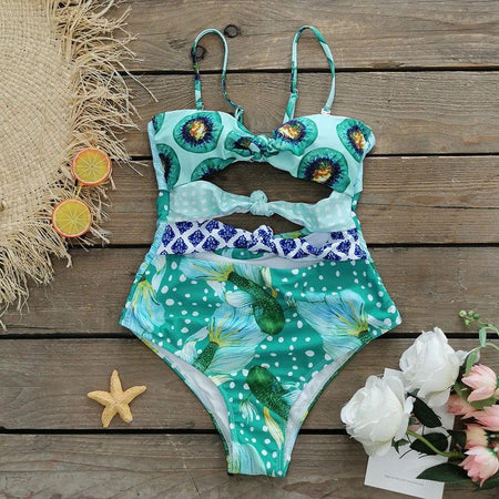 Stormi 3 Piece Swimsuit In Teal - styled flat-lay shot, teal - Miss Mosa By Akanksha