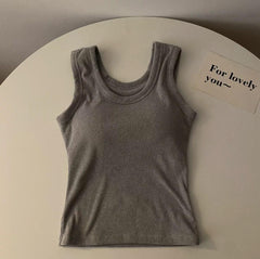 Stormie Tank Tops with Inbuilt Bra - flat-lay product shot, grey - Miss Mosa By Akanksha