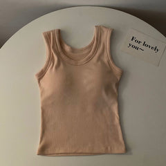 Stormie Tank Tops with Inbuilt Bra - flat-lay product shot, beige - Miss Mosa By Akanksha