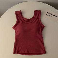 Stormie Tank Tops with Inbuilt Bra - flat-lay product shot, red - Miss Mosa By Akanksha
