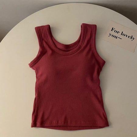 Stormie Tank Tops with Inbuilt Bra - flat-lay product shot, red - Miss Mosa By Akanksha