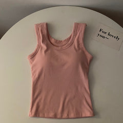 Stormie Tank Tops with Inbuilt Bra - flat-lay product shot, pink - Miss Mosa By Akanksha