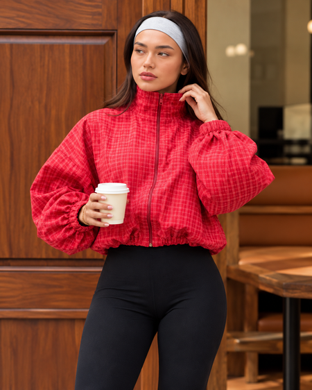 Faro Check Crop Windbreaker Jacket