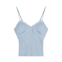 Suki Lace Padded Top - flat-lay shot, light blue - Miss Mosa By Akanksha