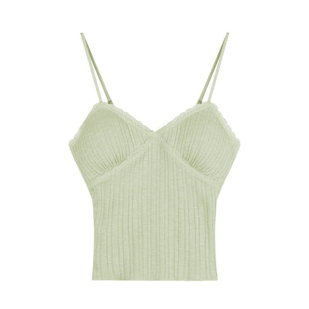 Suki Lace Padded Top - flat-lay shot, sage green - Miss Mosa By Akanksha