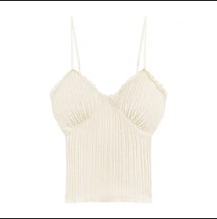 Suki Lace Padded Top - flat-lay shot, cream - Miss Mosa By Akanksha