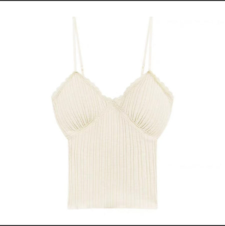 Suki Lace Padded Top - flat-lay shot, cream - Miss Mosa By Akanksha