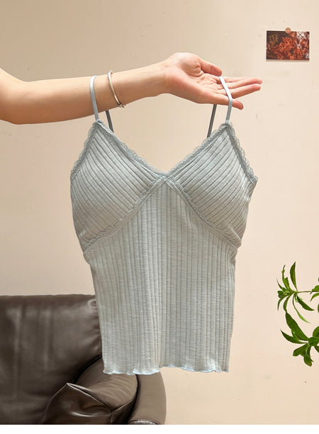 Suki Lace Padded Top - held-up shot, light blue - Miss Mosa By Akanksha
