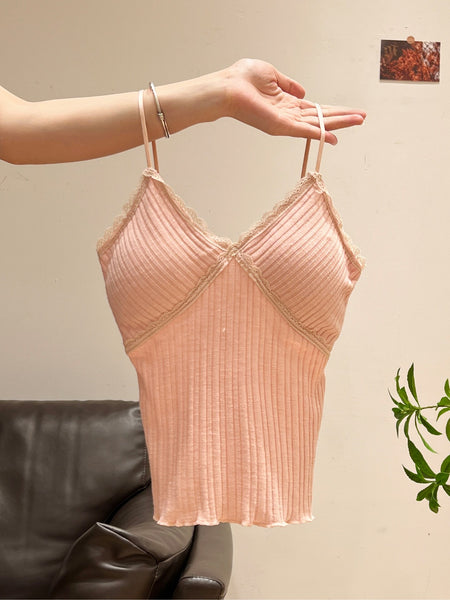 Suki Lace Padded Top - held-up shot, blush pink - Miss Mosa By Akanksha