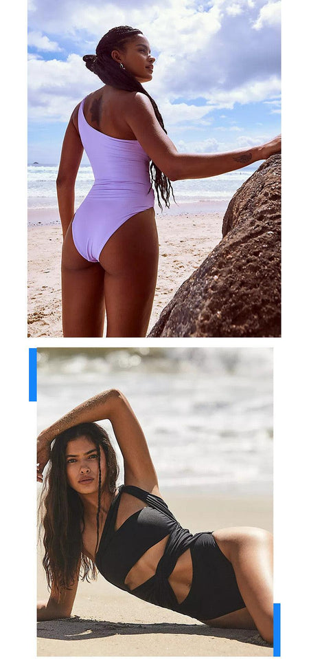 Sula Lilac One Piece Swimsuit - back shot on model, lilac - Miss Mosa By Akanksha