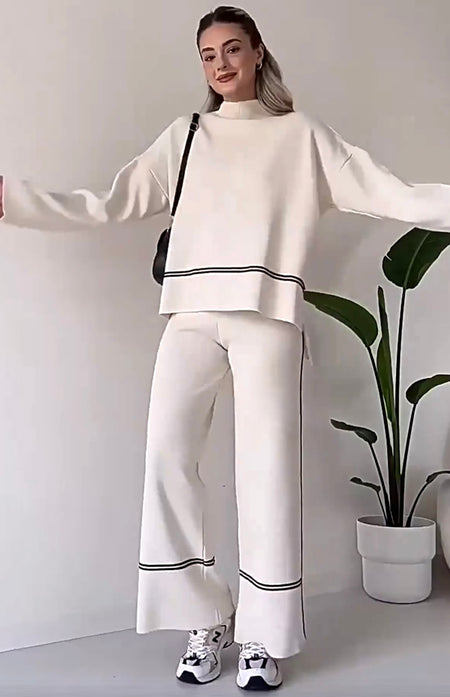 Sumaya Luxe Winter Coord Set - Tracksuit - full-length shot on model, white - Miss Mosa By Akanksha