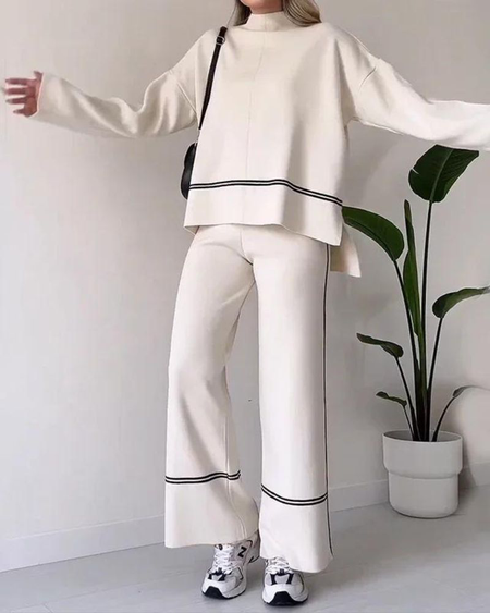 Sumaya Luxe Winter Coord Set - Tracksuit - full-length shot on model, white - Miss Mosa By Akanksha