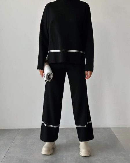 Sumaya Luxe Winter Coord Set - Tracksuit - back shot on model, black - Miss Mosa By Akanksha