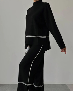 Sumaya Luxe Winter Coord Set - Tracksuit - side shot on model, black - Miss Mosa By Akanksha