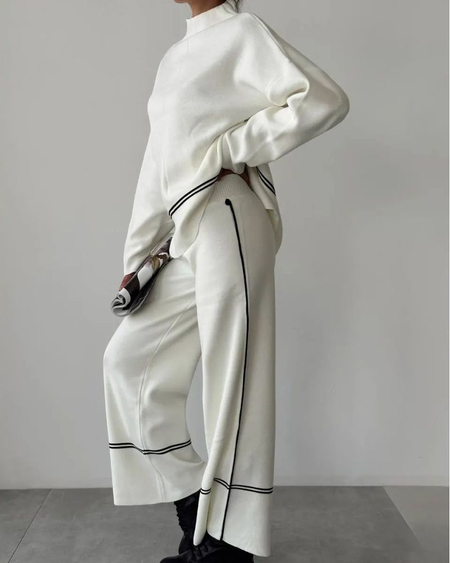 Sumaya Luxe Winter Coord Set - Tracksuit - side shot on model, white - Miss Mosa By Akanksha