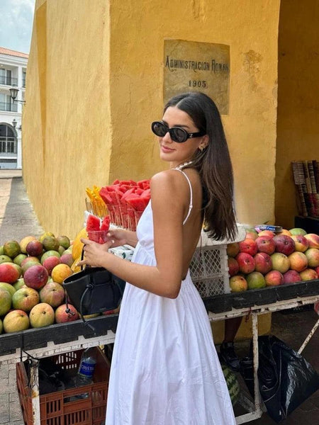 Summer Dream Maxi Dress in White - lifestyle shot on model, white - Miss Mosa By Akanksha