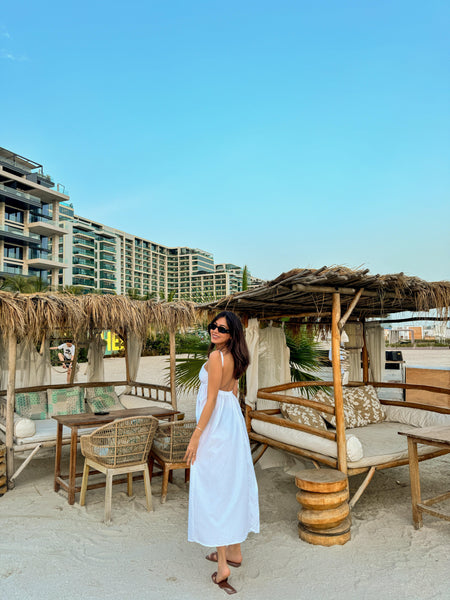 Summer Dream Maxi Dress in White - back shot on model, white - Miss Mosa By Akanksha