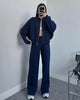 Suya Comfortable Premium Trackset - full-length front shot on model in mirror, navy - Miss Mosa By Akanksha