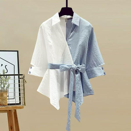 Suya Summer Coord Set In Blue - flat-lay product shot of top on hanger - Miss Mosa By Akanksha