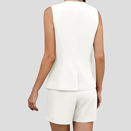 Suzel Vest Coord Set in White - back shot on model - Miss Mosa By Akanksha