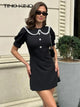 Suzie Doll Collar Statement Dress - front shot on model, black - Miss Mosa By Akanksha