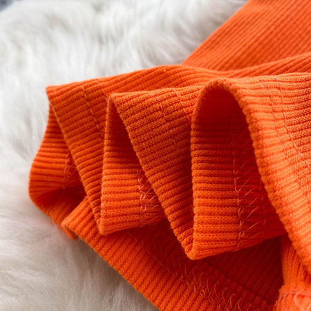 Suzie Tube Bodycon Dress In Orange - close-up of fabric, orange - Miss Mosa By Akanksha