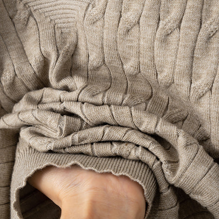 Suzzie Luxe Winter Coord Set - close-up of fabric detail, oatmeal beige - Miss Mosa By Akanksha