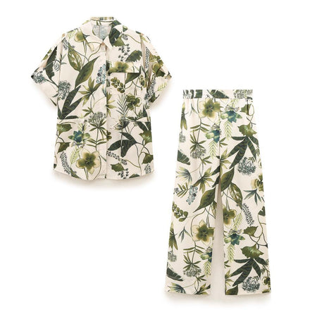 Taisiya Statement floral Coord Set In Multicolour - flat-lay product shot of shirt and trousers - Miss Mosa By Akanksha