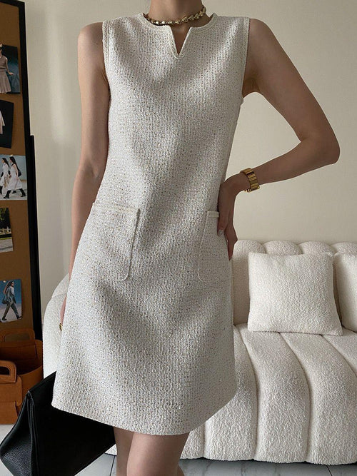 Tanni Tweed Statement Dress In Off-White