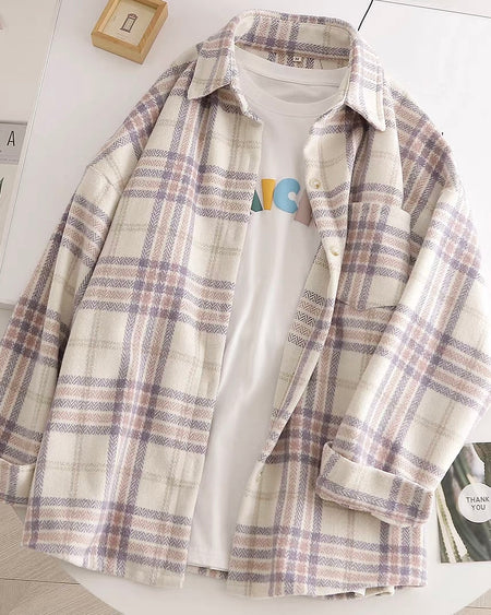 Tansy Flannel Shirt In Pink - flat-lay product shot of the flannel shirt - Miss Mosa By Akanksha