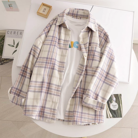 Tansy Flannel Shirt In Pink - flat-lay product shot of the flannel shirt - Miss Mosa By Akanksha