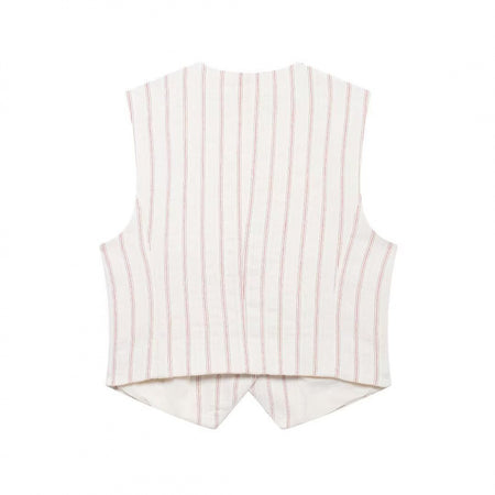 Tarly Striped Summer Coord Set In White - back flat-lay product shot of waistcoat - Miss Mosa By Akanksha
