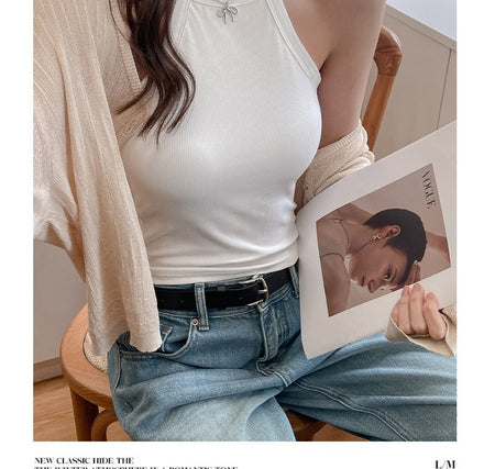 Tassie Tank Tops with Inbuilt Bra In White - front shot on two models side by side - Miss Mosa By Akanksha