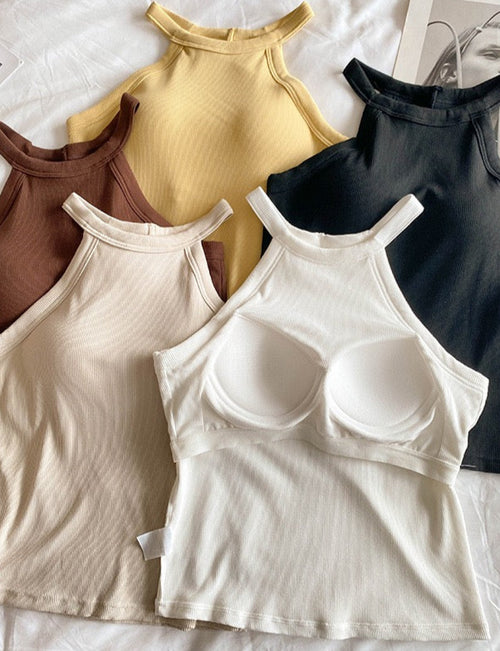 Tassie Tank Tops with Inbuilt Bra In White